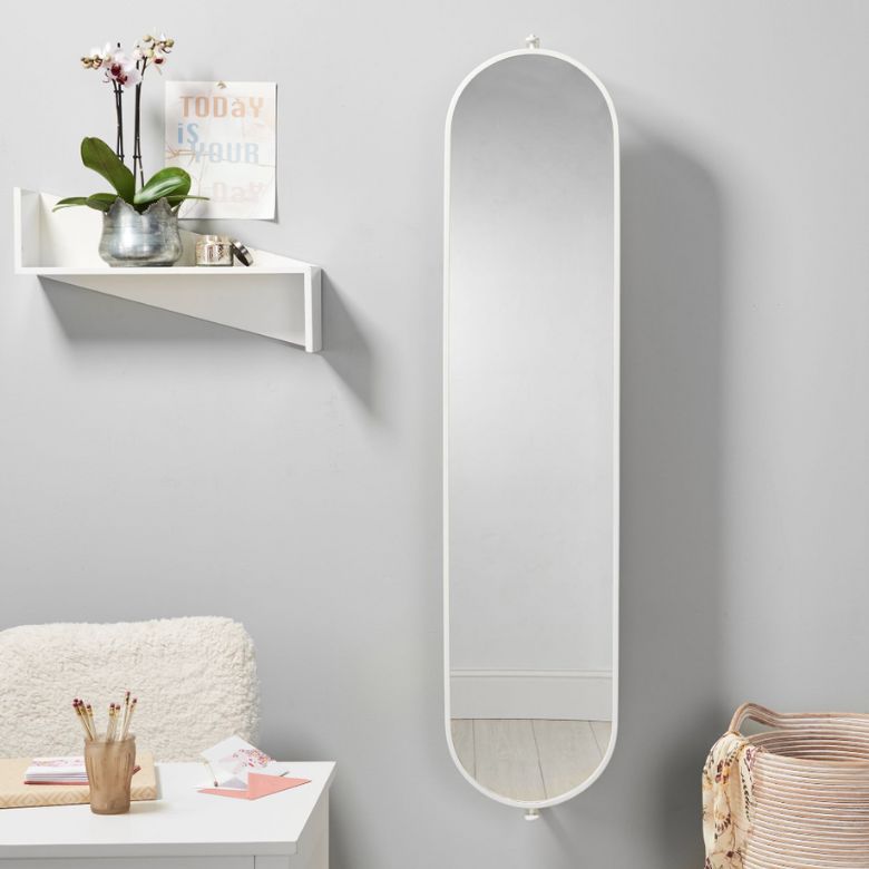wall-mounted swivel mirror with pinboard