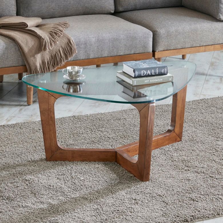 triangular glass top coffee table