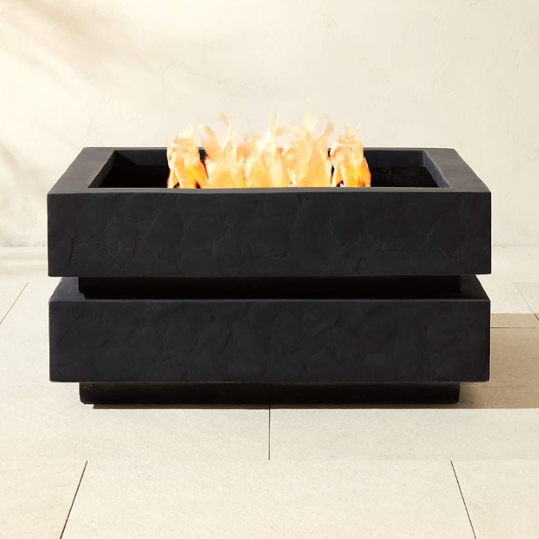 Square Black Cement Fire Pit