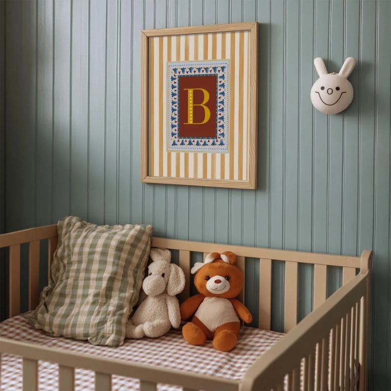 Striped Wall Art with Letter