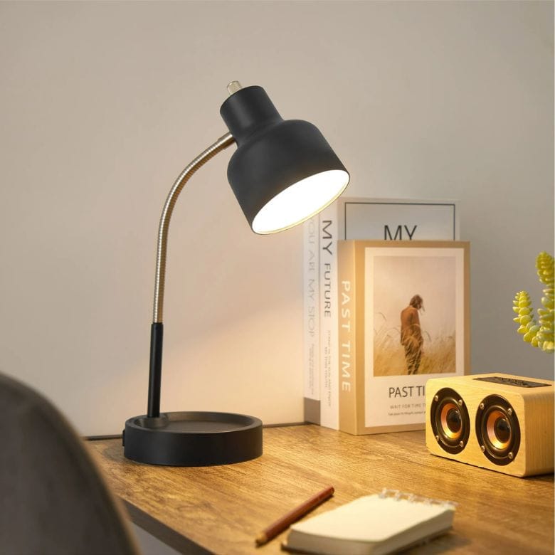 Black LED Desk Lamp with Catch-All Base