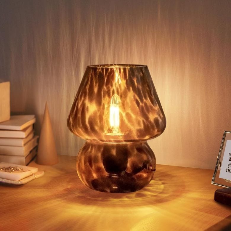 Black and Amber Mushroom Lamp