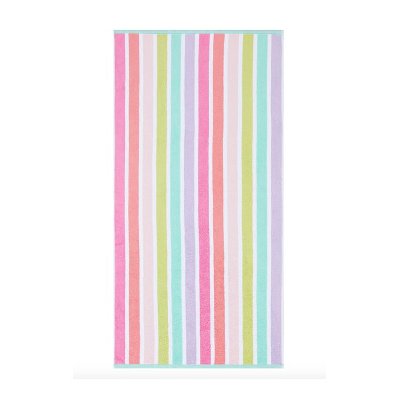 multi-colored striped bath towel