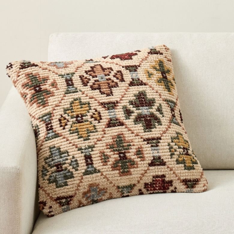 hand-knotted printed fall pillow
