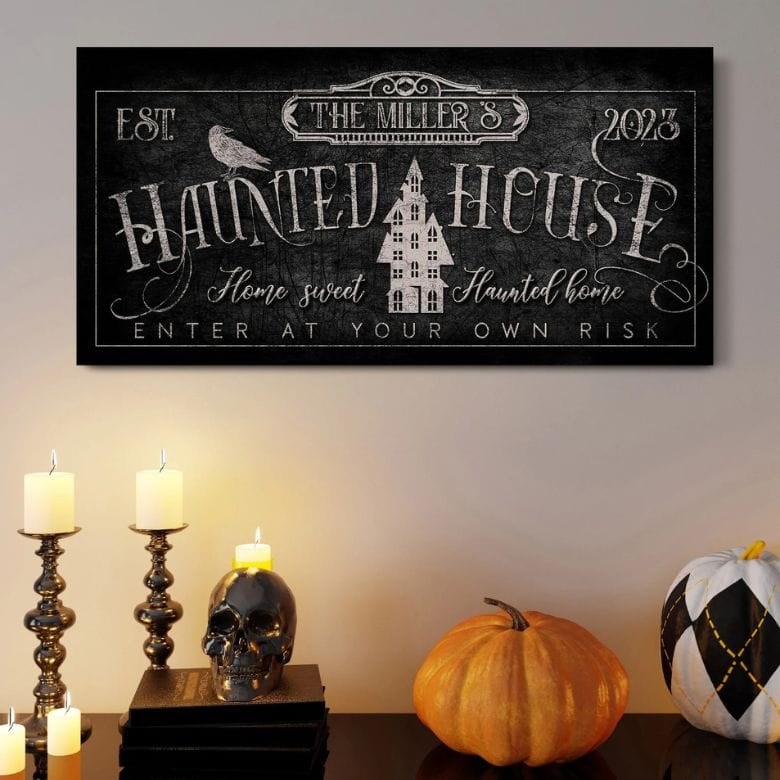 haunted house halloween wall sign