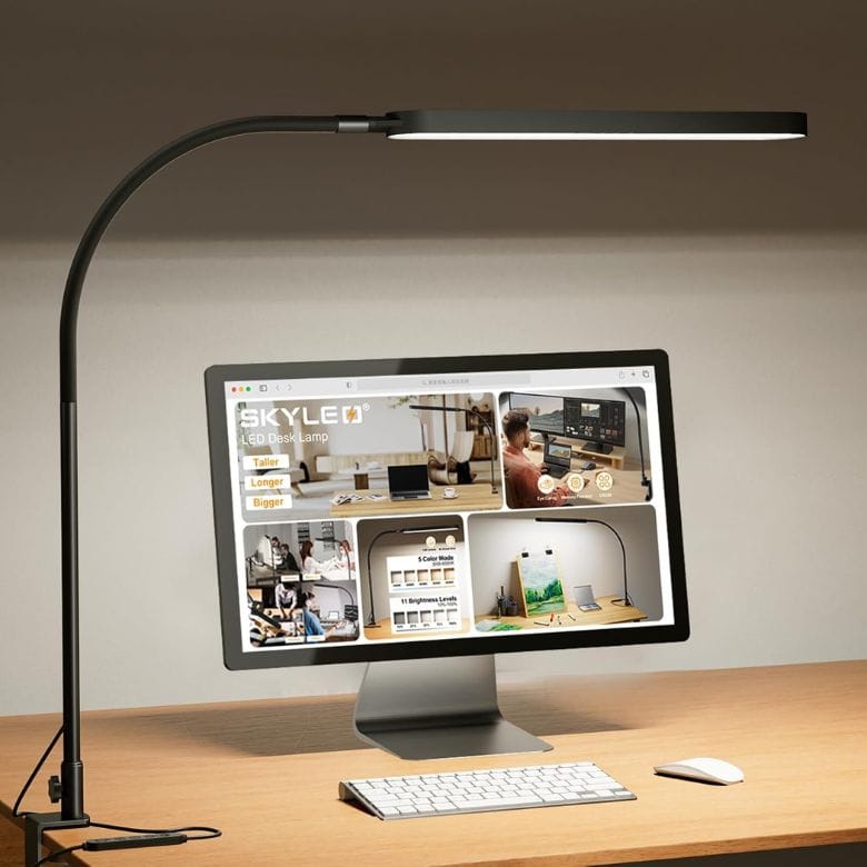 black linear led desk lamp