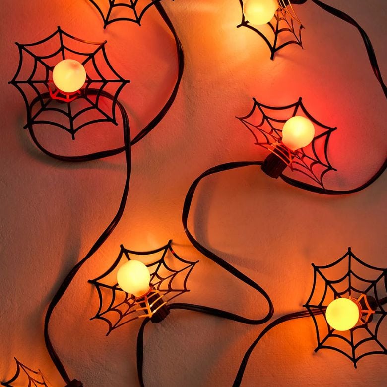spider web halloween string lights
