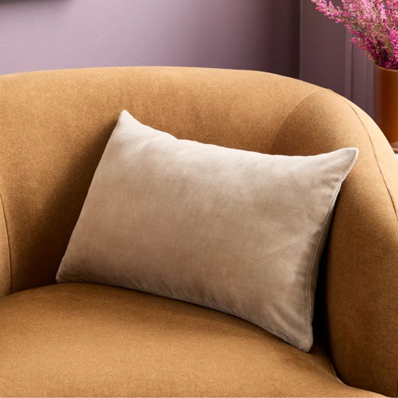 taupe cotton velvet pillow cover