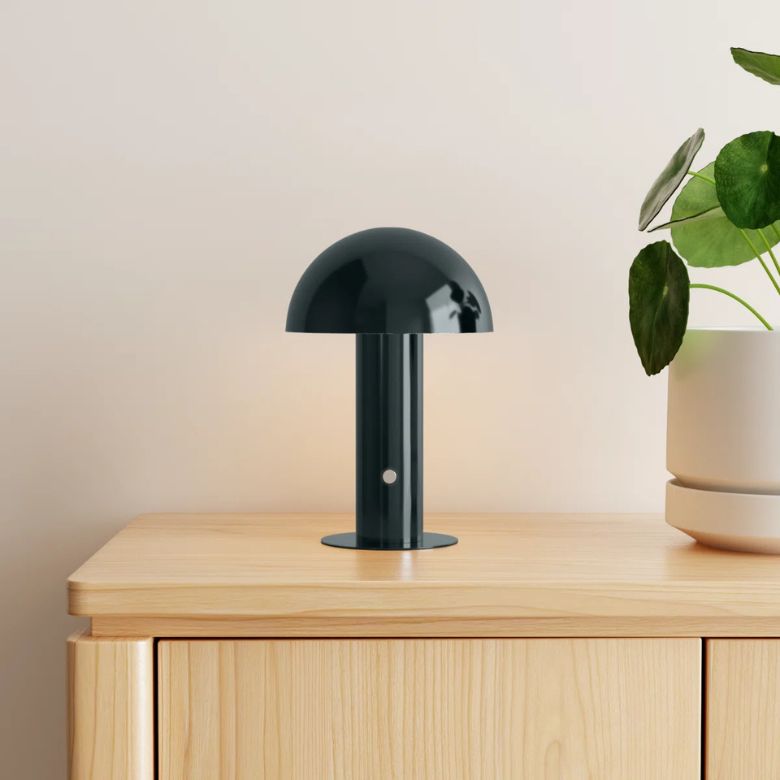 green metal mushroom desk lamp