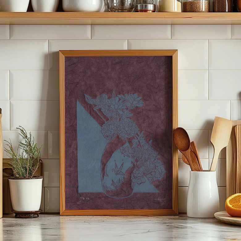 Zinnia and Snapdragon Bouquet with Intricate Design on Handmade Textured Paper