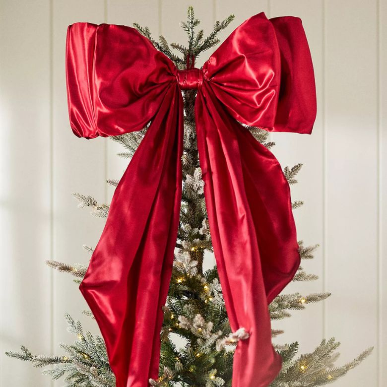 red satin bow christmas tree topper