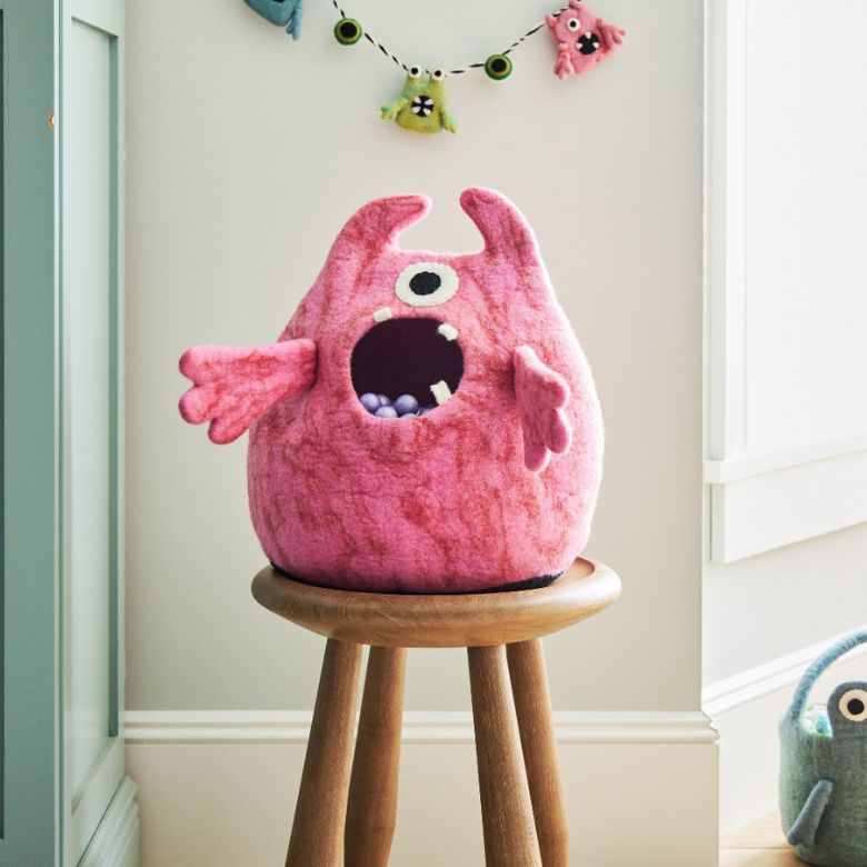 Pink Felt Monster Candy Bowl