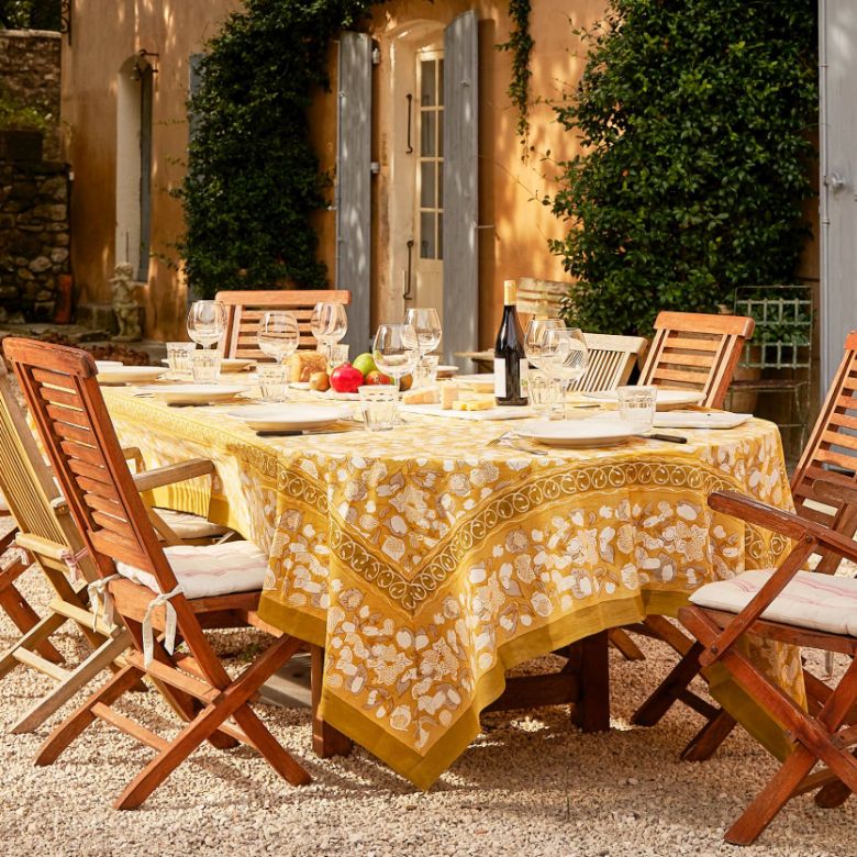 yellow floral tablecloth