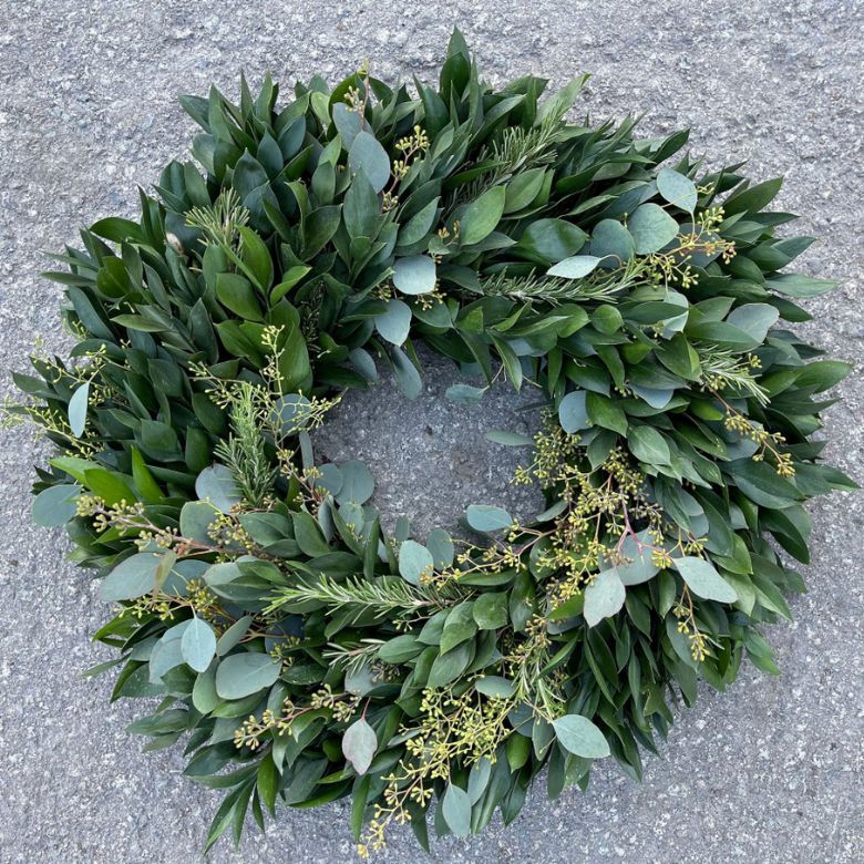 Ruscus Baby Blue Eucalyptus & Rosemary Wreath