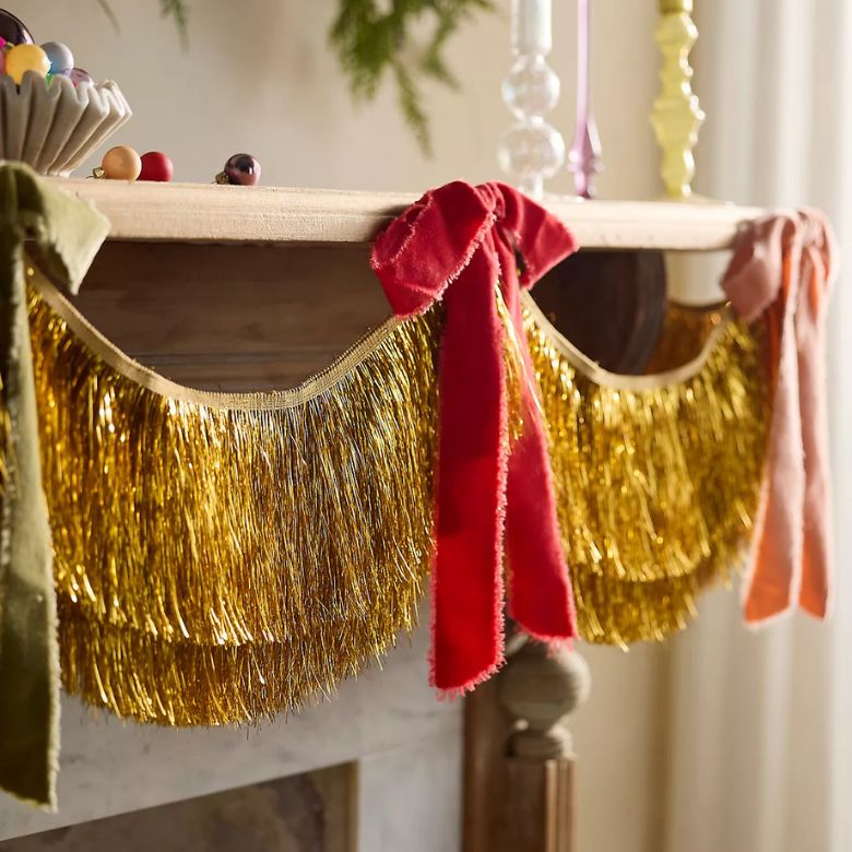gold swagging tinsel garland