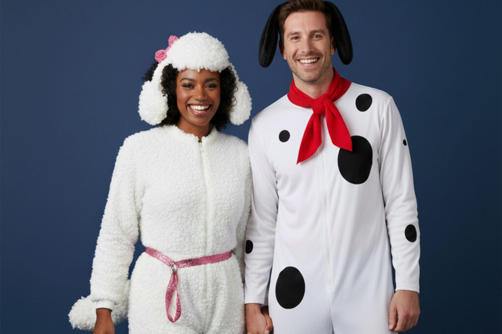 couple dressed as fifi and snoopy for halloween