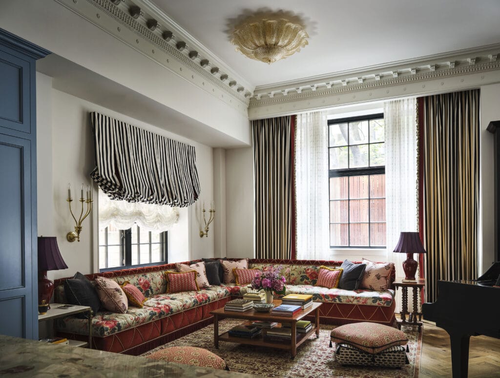 jonathan scott and zooey deschanel's living room at their nyc apartment