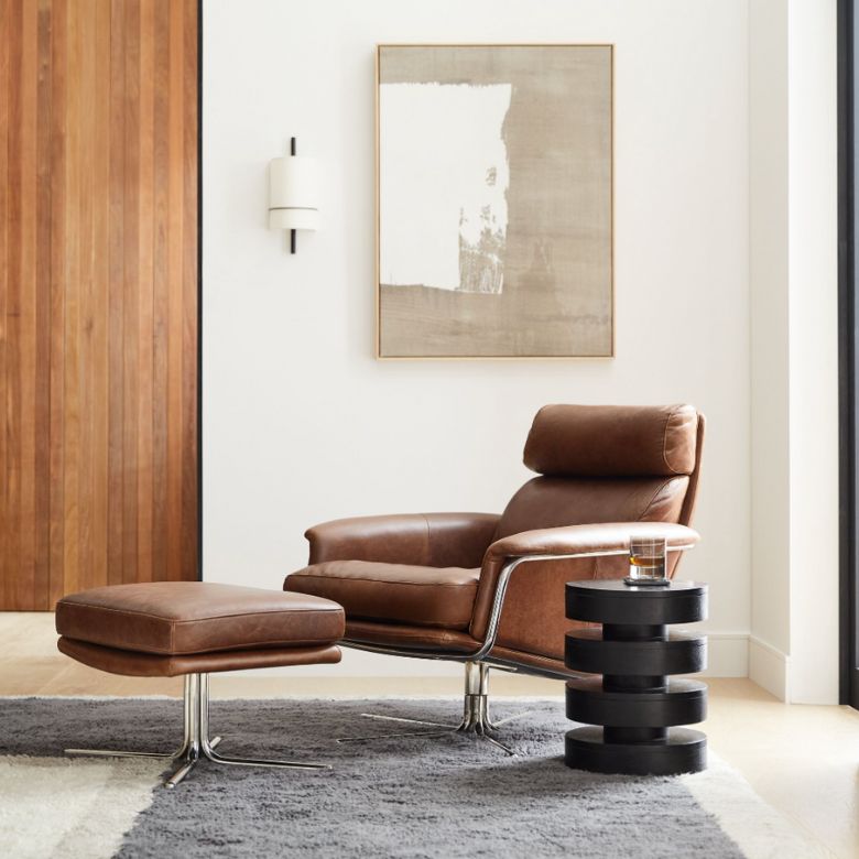 Brown Leather Swivel Chair