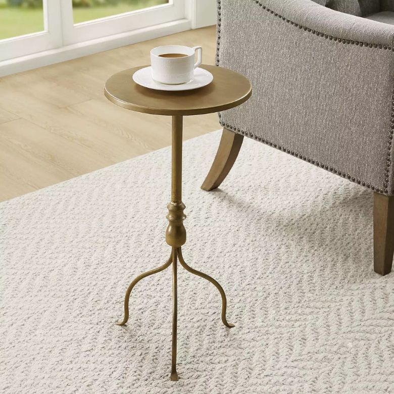 brass metal cocktail end table