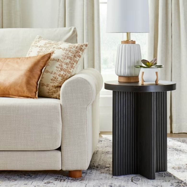 black fluted end table