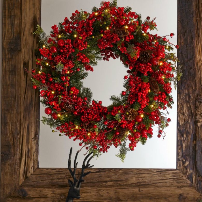 Faux Lit Mixed Berries Garland