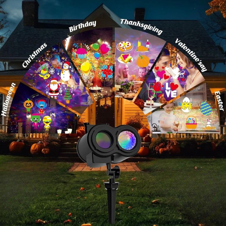Outdoor 20-Slide Holiday Projector Lights