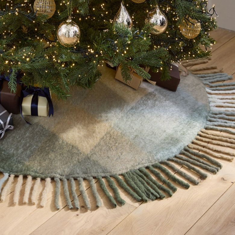 Faux Mohair Blue and Green Ombre Tree Skirt