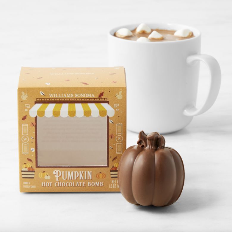 hot chocolate bomb shaped like a pumpkin