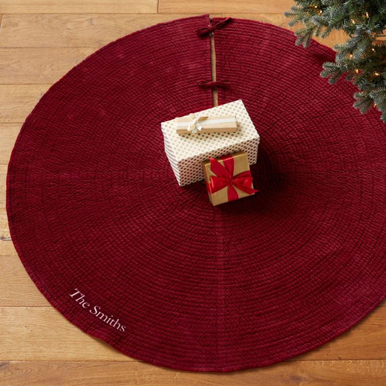 Channel Quilted Red Velvet Tree Skirt