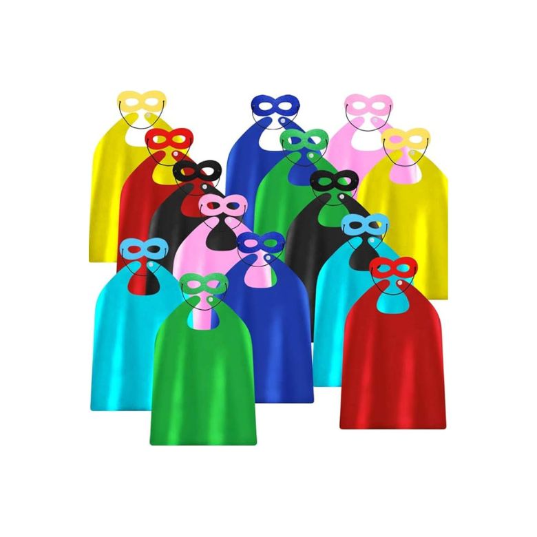 multicolored super hero masks and capes for halloween costumes