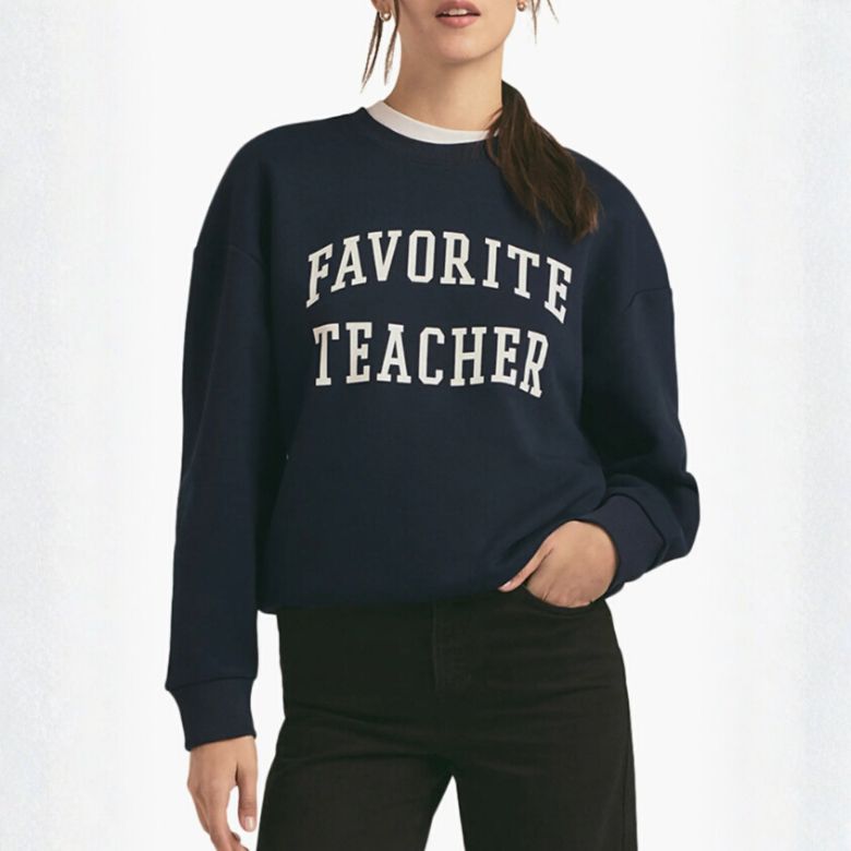 navy "favorite teacher" crewneck