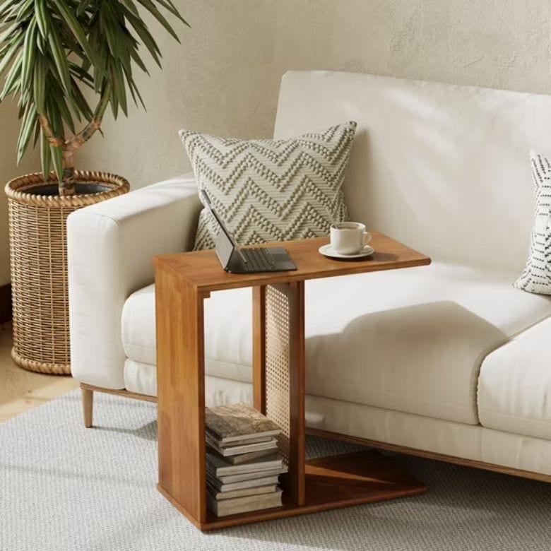 Solid Wood C-Shaped End Table