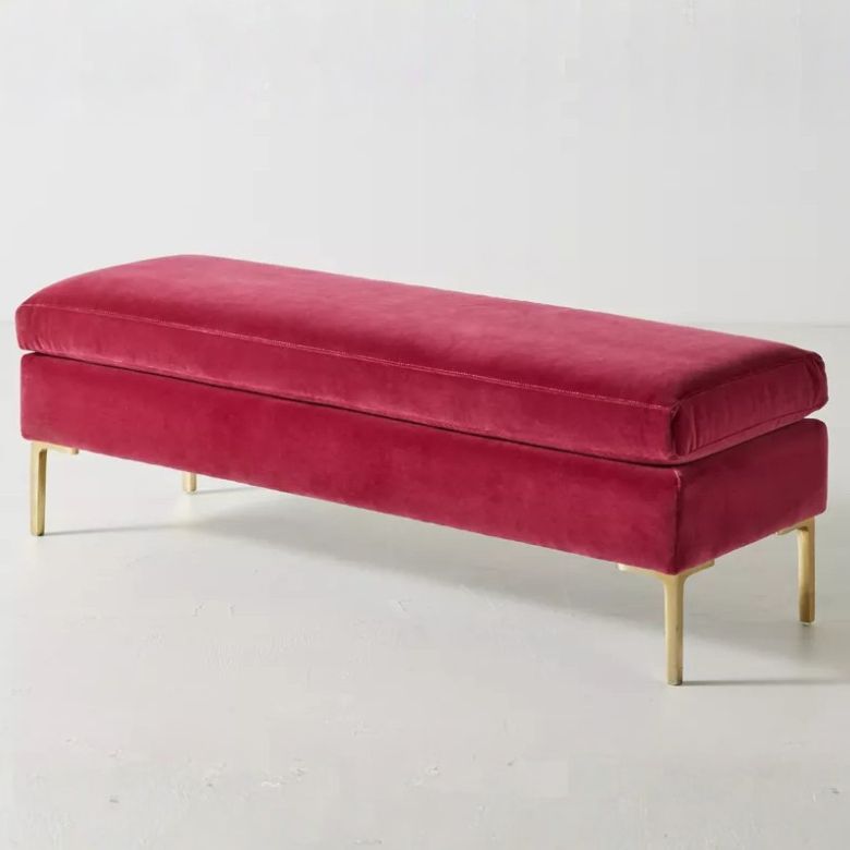 Dark Pink Velvet Bowen Bench