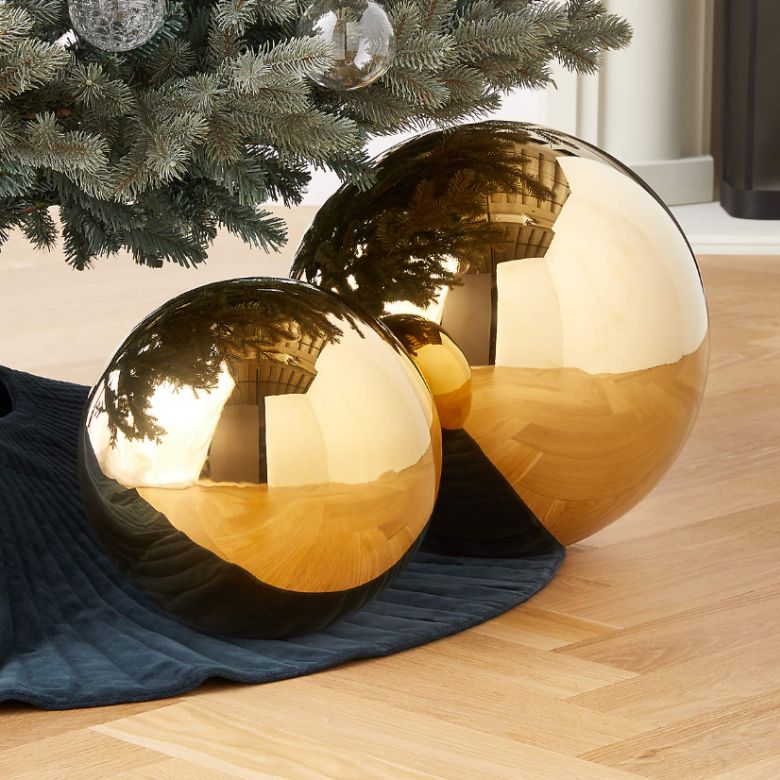 Champagne Gold Decorative Orbs, Set of 2