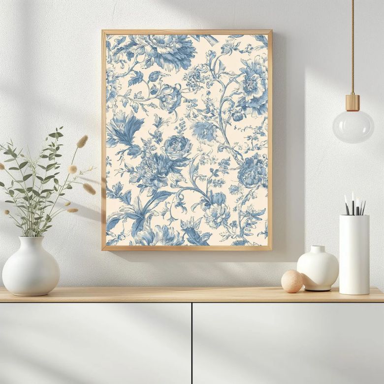 Blue Toile Floral Wall Art