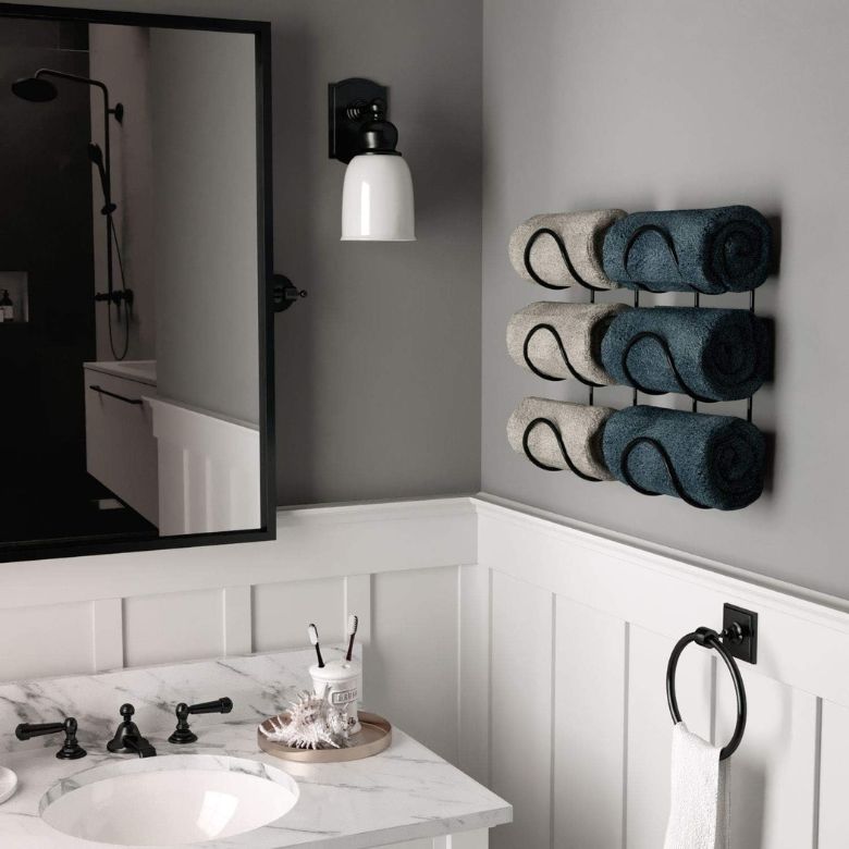 Wall-Mounted Wrought Iron Metal Towel Rack