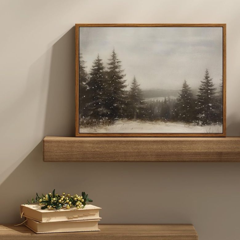 Winter Pine Tree Forest Canvas Wall Art