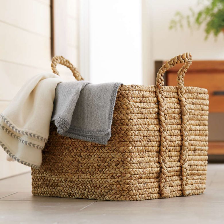 Square Basket With Rope Handle