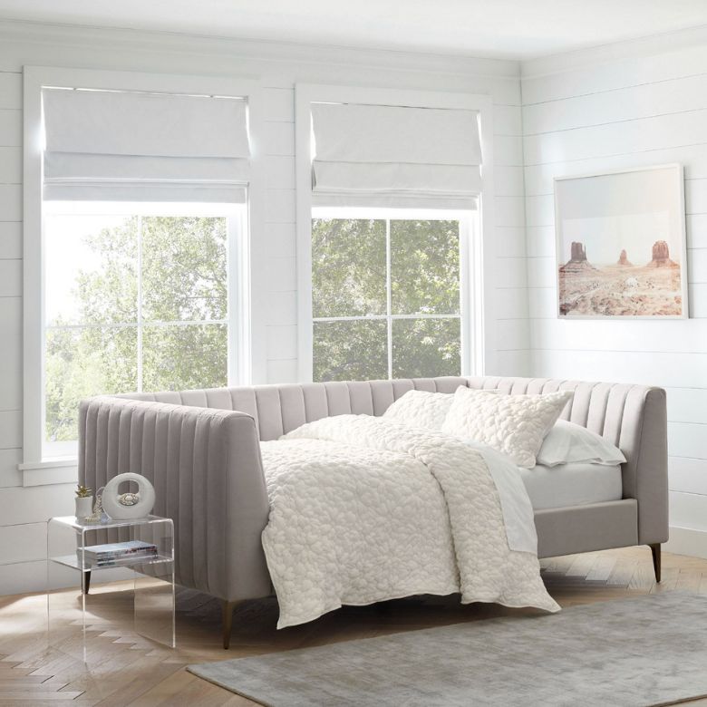 Light Gray Velvet Full Daybed