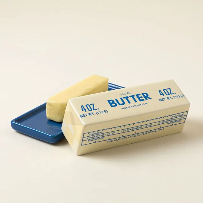 ceramic butter dish made to look like a stick of butter