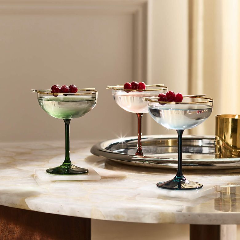 Gold Rim Coupe Glasses Set of 6