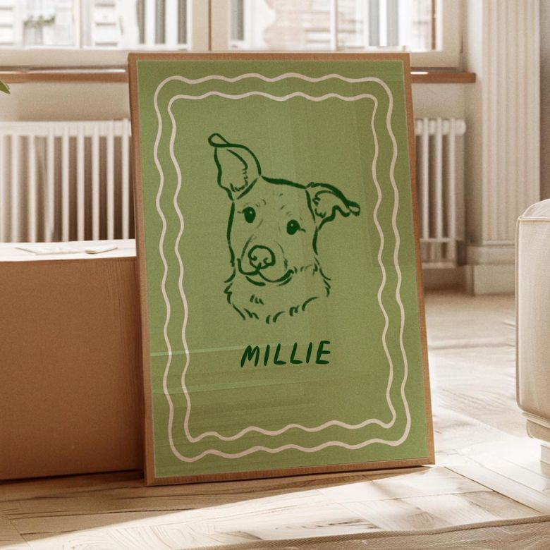 Custom Line Art Dog Portrait