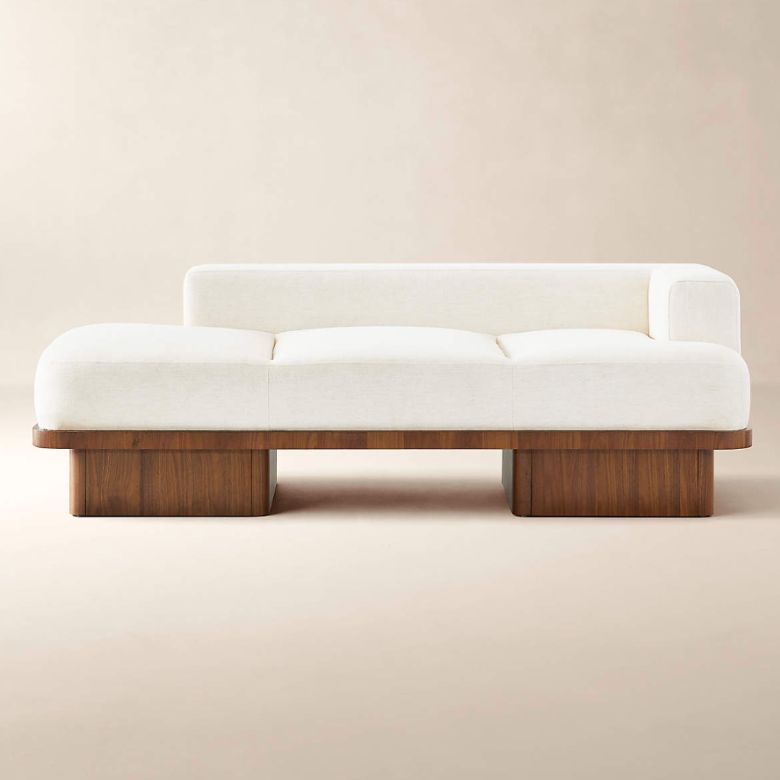 White Performance Fabric Daybed with Wooden Base Legs