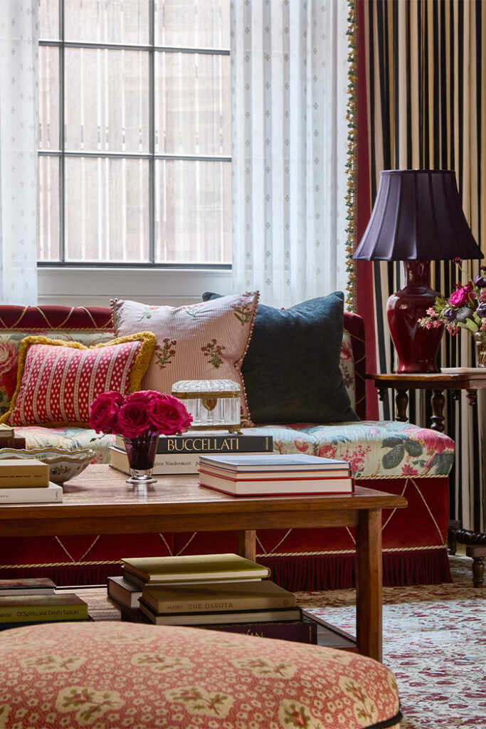 maximalist details in jonathan scott and zooey deschanel's new york living room