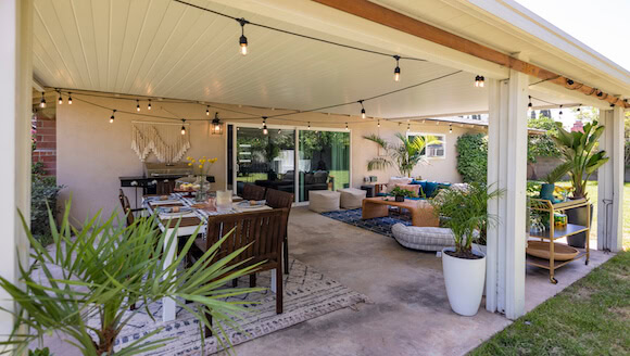 Outdoor oasis in backyard