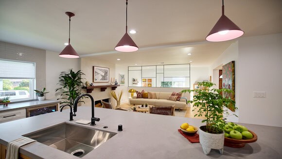 View from kitchen into living room