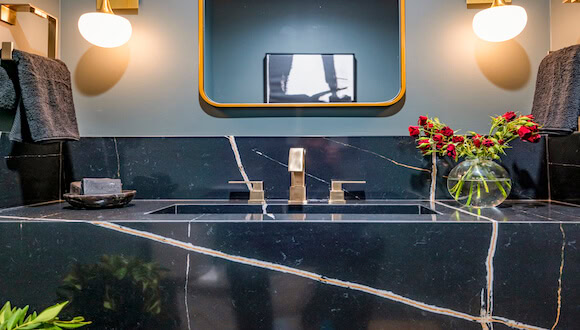 Bathroom counter and mirror