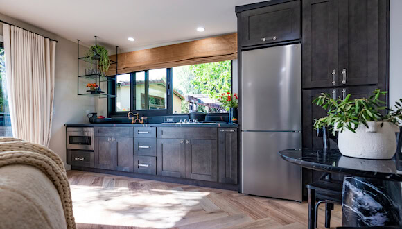 Kitchen space in renovated garage