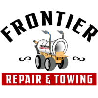 Logo of Frontier Repair & Towing with a tow truck illustration.