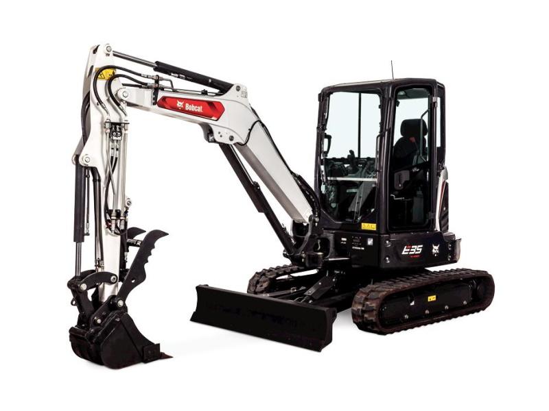 Mini excavator for equipment rentals at Frontier Repair & Towing.